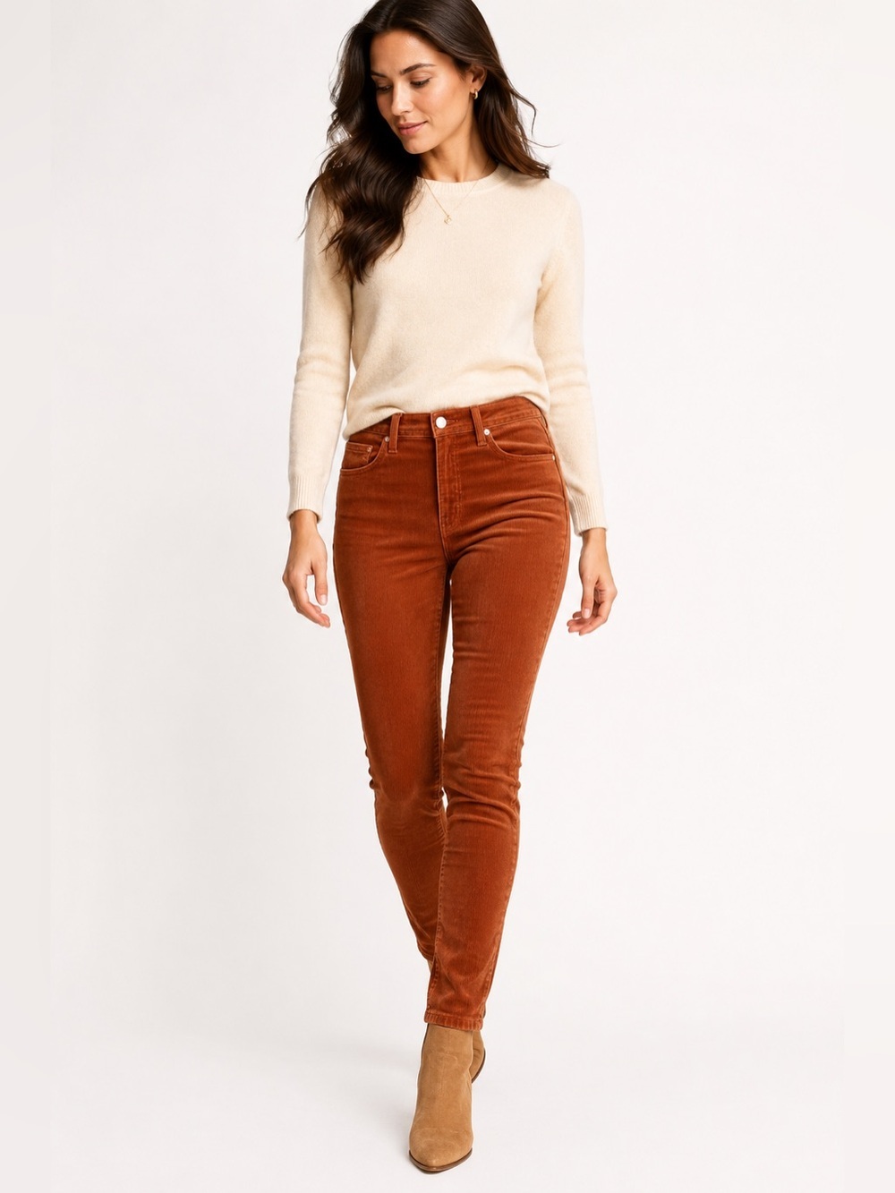 Pilcro Size 27 Brown Corduroy High-Rise Skinny Pants